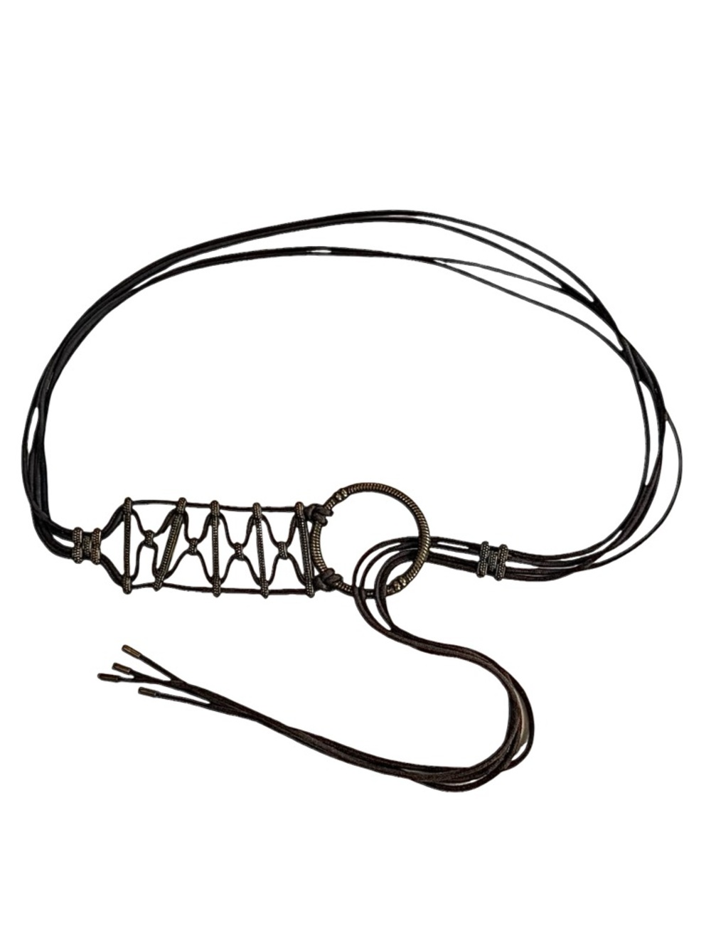 Industrial Bronze and Brown Braided Rope Wrap Belt